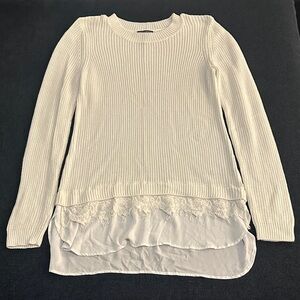 Chelsea & Theodore Cream Sweater with Lace Detail